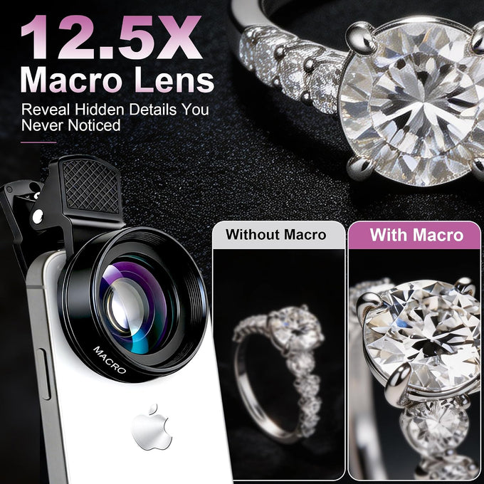 3-in-1 Macro & Wide Angle Lens for iPhone with CPL Filter
