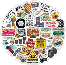 100Pcs Photography Stickers for Water Bottle and Laptop - Photography Party Supplies - Gifts for Photographer - Photo and Camera Stickers - Gift for Women & Men