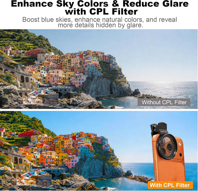 3-in-1 Macro & Wide Angle Lens for iPhone with CPL Filter