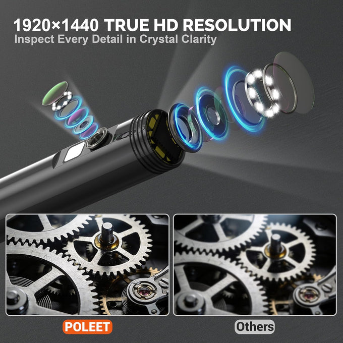 Dual-Lens Endoscope Camera with Light, 1920P HD Borescope Inspection Camera