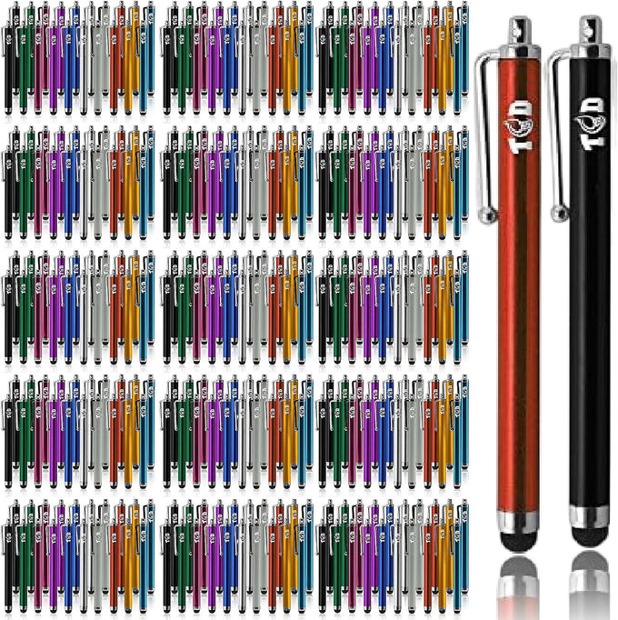 TCD 100 Pack Stylus Pen Set - Touch Screen Devices, Thick Rubber Tip, Multi