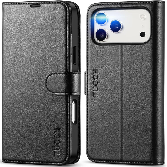 TUCCH Wallet Case for iPhone 18 Pro Max & 17 Pro Max, 4 Card Holders, Black