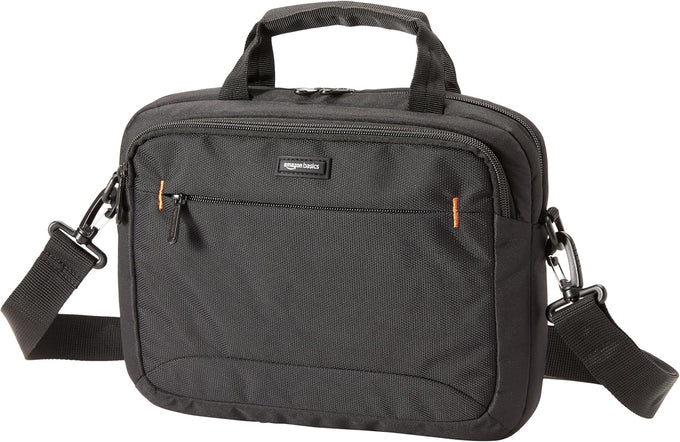 Amazon Basics 15.6 in Laptop Bag with Shoulder Strap and Handle, Large Capacity, Spacious Compartments, Black