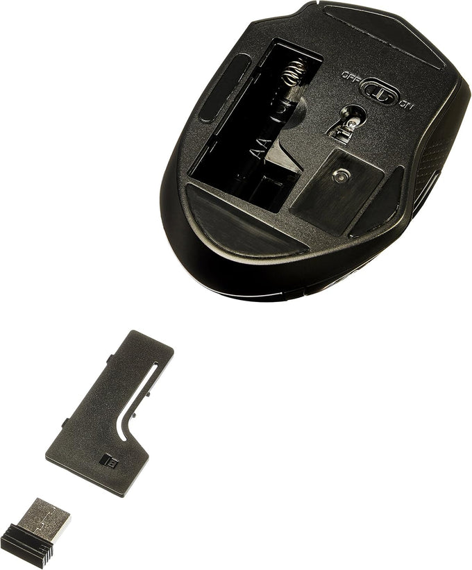 Amazon Basics Portable Wireless Computer Mouse, Ergonomic, 2.4 GHz Optical, DPI Adjustable, Easy to Use, Compatible With PC, Mac, Laptop, Black