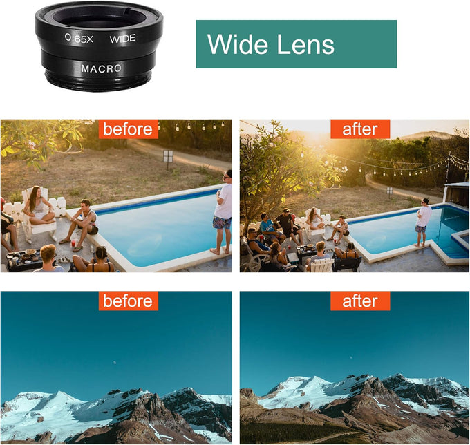 Ailun Phone Lens, 3 in 1 Clip on Fish Eye Lens+Wide Angle+Macro Lens