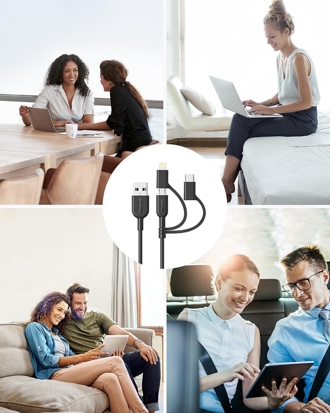 Anker Powerline II 3-in-1 Lightning, USB C, Micro USB Cable